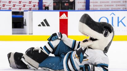 Getty Images - TORONTO, ONTARIO - FEBRUARY 02: SJ Sharkie of the San Jose Sharks poses on the ice after the NHL mascots game during the 2024 NHL All-Star Skills Competition at Scotiabank Arena on February 02, 2024 in Toronto, Ontario, Canada. (Photo by Dave Sandford/NHLI via Getty Images)