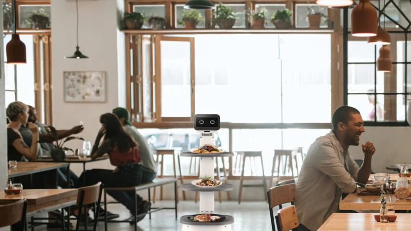 LG CLOi ServeBot providing restaurant service