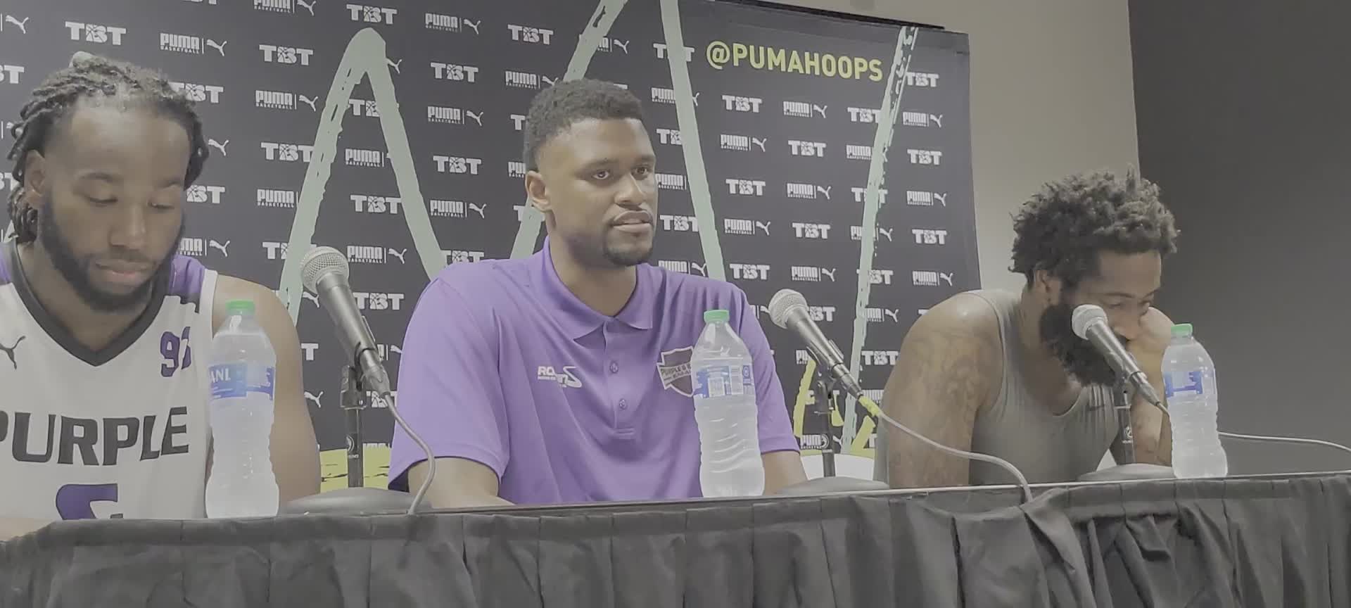 Purple and Blacks Jordan Henriquez-Roberts and Thomas Gipson postgame video