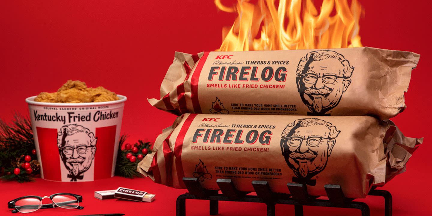 Kfc S Fried Chicken Scented Fire Log Is Back So The Holidays Must Be Near