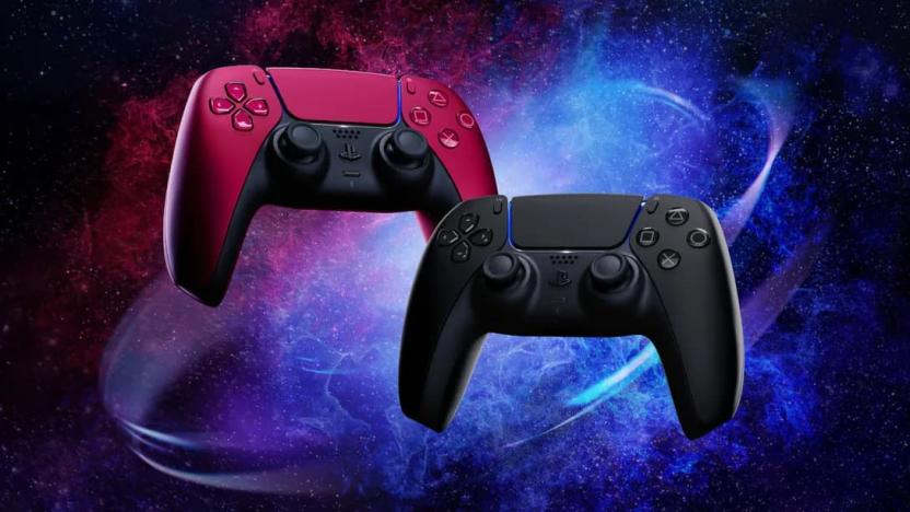 PlayStation 5 DualSense controllers in Midnight Black and Cosmic Red