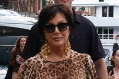 Kris Jenner Goes Wild in Leopard Print Feather Dress & Flip Flops in Italy