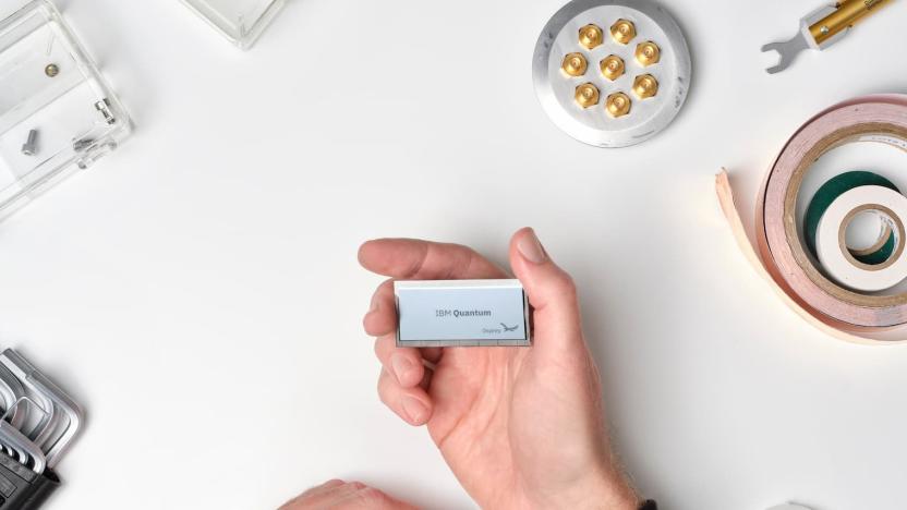 IBM's Osprey quantum computing processor, held in a person's hand.