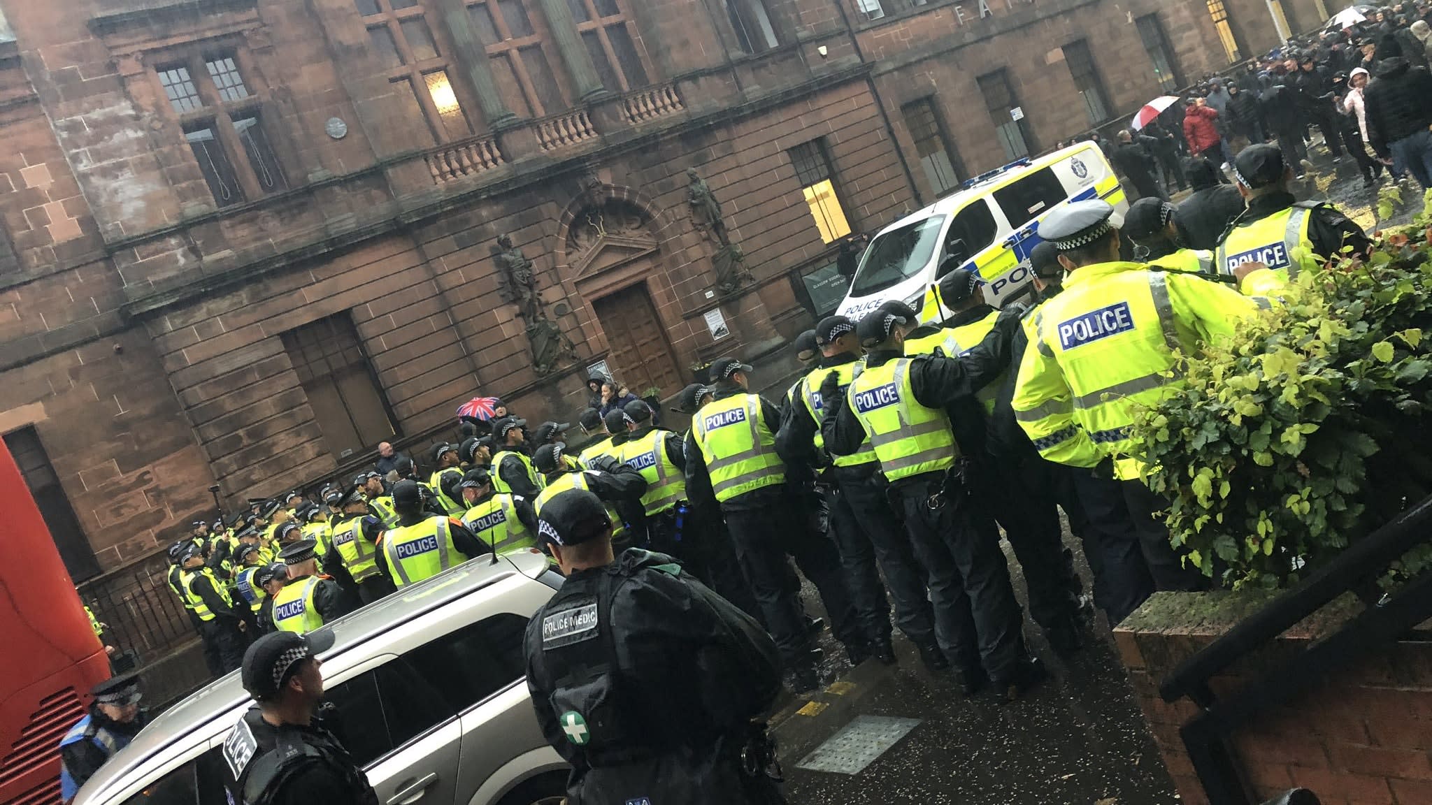Two arrested after riot following Irish unity march in Glasgow