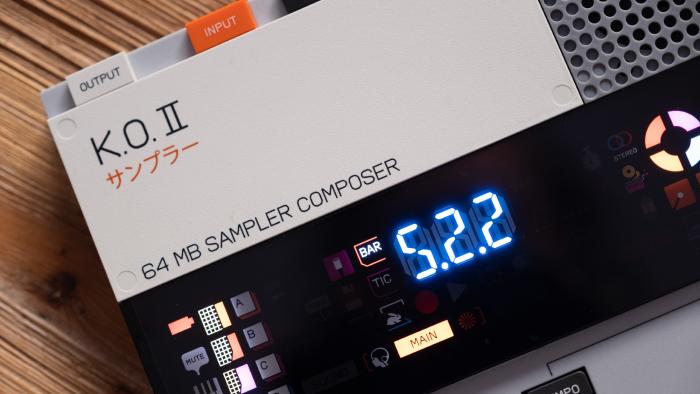 A close up of Teenage Engineering's K.O. II sampler.