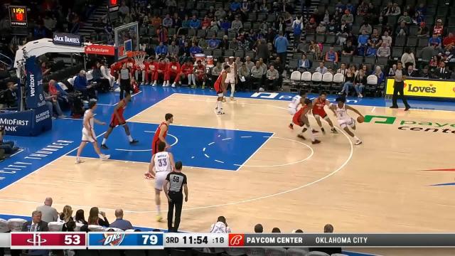 Jalen Williams with an assist vs the Houston Rockets