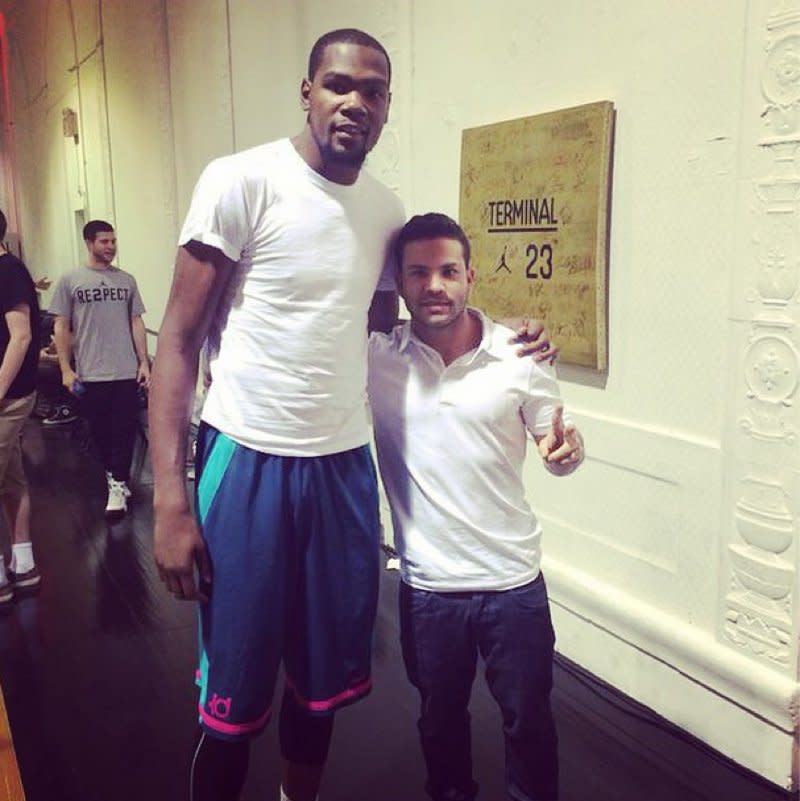Photo Of Kevin Durant Next To A Professional Baseball Player Shows