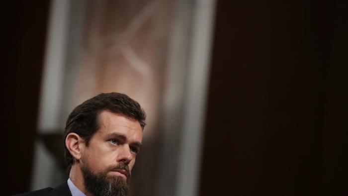 WASHINGTON, DC - SEPTEMBER 5: Twitter chief executive officer Jack Dorsey testifies during a Senate Intelligence Committee hearing concerning foreign influence operations' use of social media platforms, on Capitol Hill, September 5, 2018 in Washington, DC. Twitter CEO Jack Dorsey and Facebook chief operating officer Sheryl Sandberg faced questions about how foreign operatives use their platforms in attempts to influence and manipulate public opinion. (Photo by Drew Angerer/Getty Images)