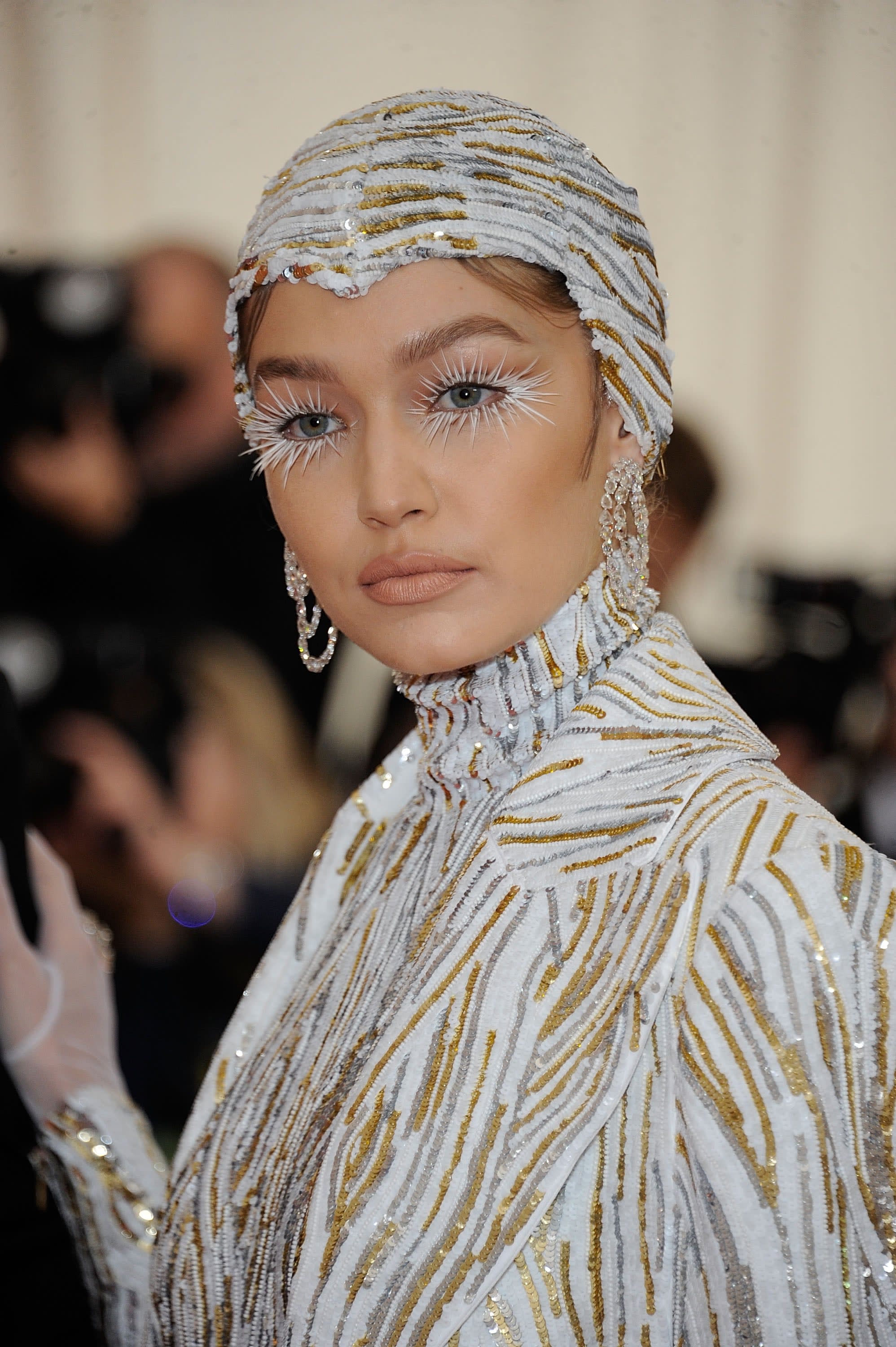 Gigi Hadids Met Gala Makeup Consisted Of Bird Feathers And