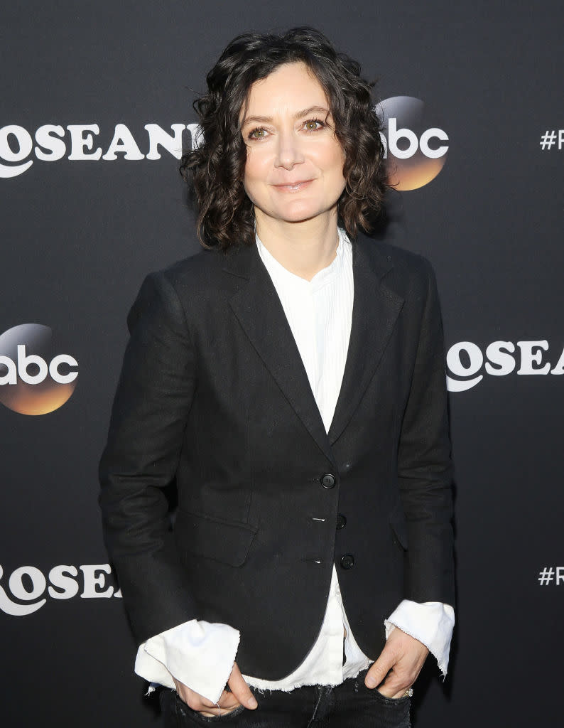 Sara Gilbert Johnny Galecki Reunite On Roseanne Video