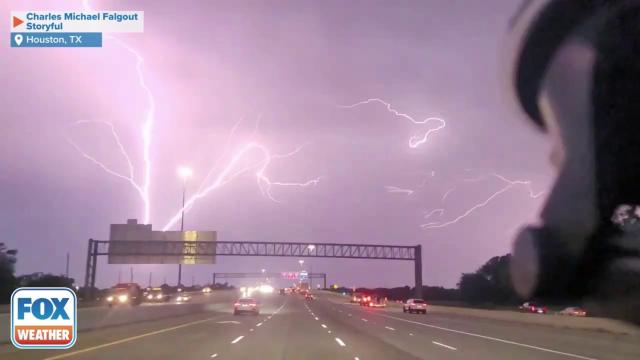 Magnificent ground to cloud lightning spotted in Houston, TX this week