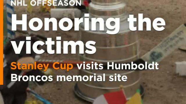 Humboldt Broncos memorial site gets a visit from the Stanley Cup