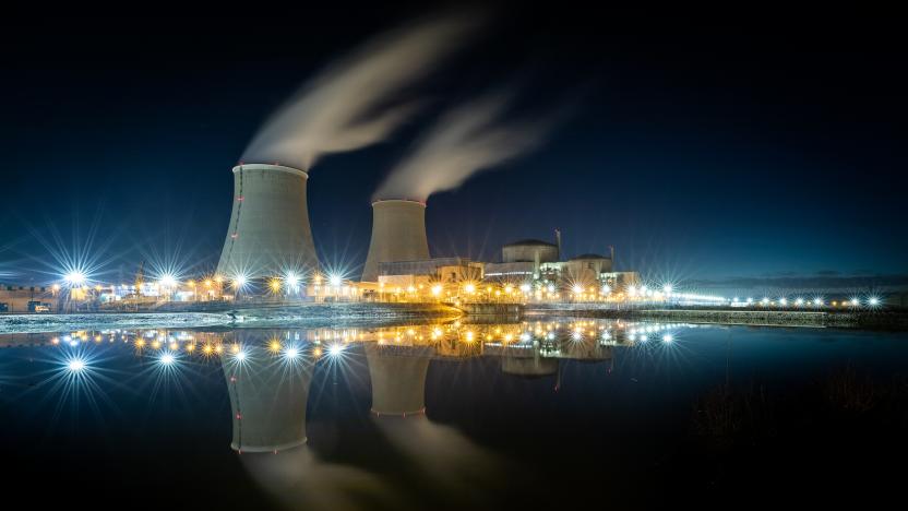 Nuclear power station during a sunset