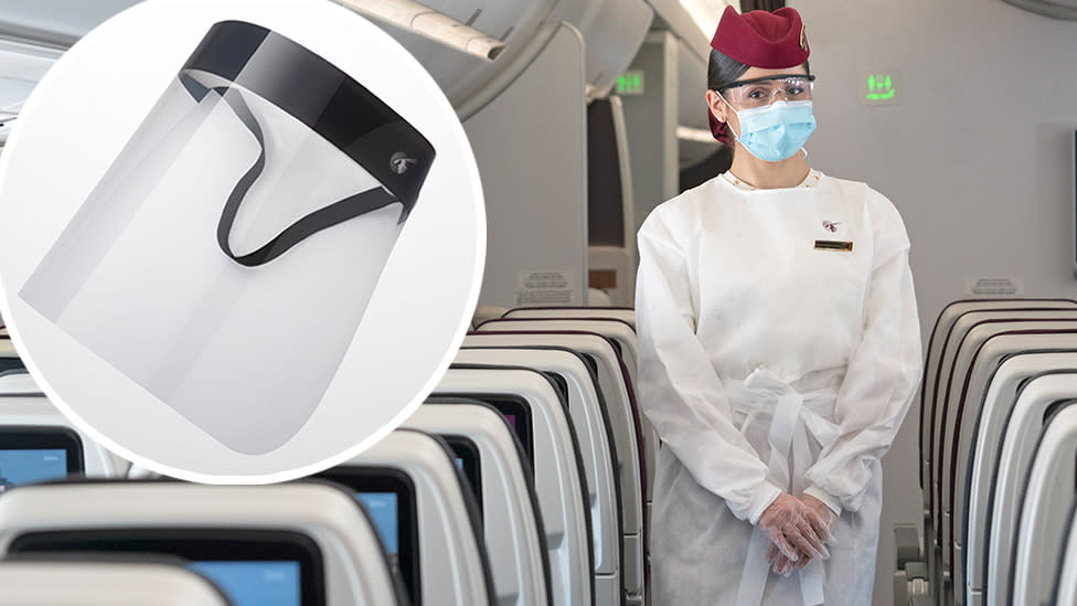 Qatar Airways' new coronavirus measures include a face shield