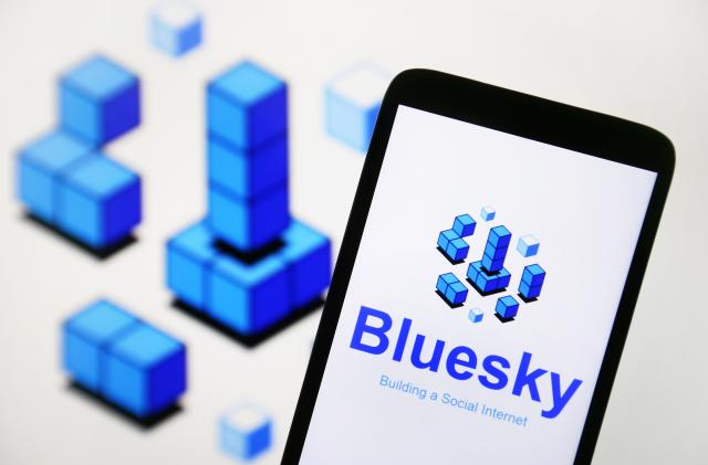 UKRAINE - 2023/04/29: In this photo illustration, Bluesky Social logo of a social network platform is seen on a smartphone screen. (Photo Illustration by Pavlo Gonchar/SOPA Images/LightRocket via Getty Images)