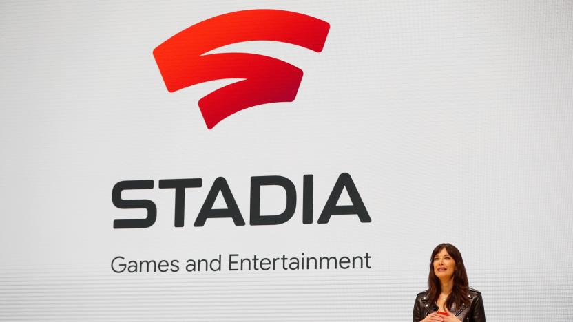 Jade Raymond, head of Google's Stadia Games and Entertainment, speaks on stage during a keynote address at the Game Developers Conference in San Francisco, California, U.S., March 19, 2019. REUTERS/Stephen Lam