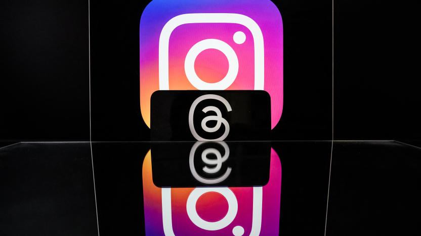 This photograph taken on March 7, 2024 in Nantes, shows the logo of US social media platform Instagram (Top) and US social media platform Threads, both of US company Meta. (Photo by LOIC VENANCE / AFP) (Photo by LOIC VENANCE/AFP via Getty Images)