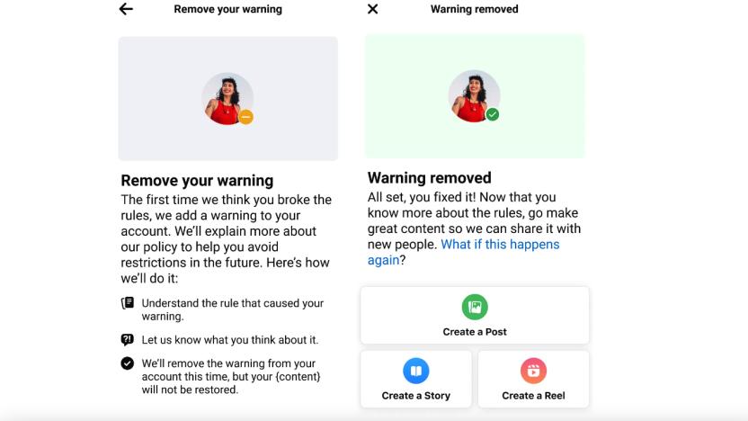 Meta is allowing creators to remove account warnings for first-time offenses.