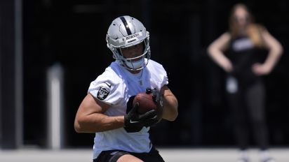 Associated Press - Las Vegas Raiders tight end Brock Bowers (89) runs during an NFL rookie minicamp football practice, Friday, May 10, 2024, in Henderson, Nev. (AP Photo/John Locher)