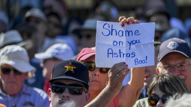 Astros loudly booed by fans on opening day, one year later than expected