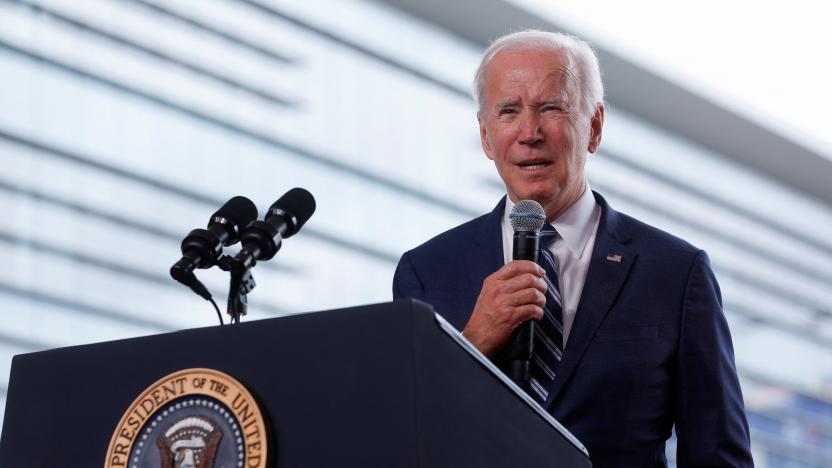 U.S. President Joe Biden delivers his remarks during a visit to TSMC AZ's first Fab (Semiconductor Fabrication Plant) in P1A (Phase 1A), in Phoenix, Arizona, U.S. December 6, 2022. REUTERS/Jonathan Ernst