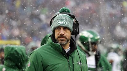 Getty Images - FOXBOROUGH, MA - JANUARY 07: New York Jets quarterback Aaron Rodgers (8) during a game between the New England Patriots and the New York Jets on January 7, 2024, at Gillette Stadium in Foxborough, Massachusetts. (Photo by Fred Kfoury III/Icon Sportswire via Getty Images)