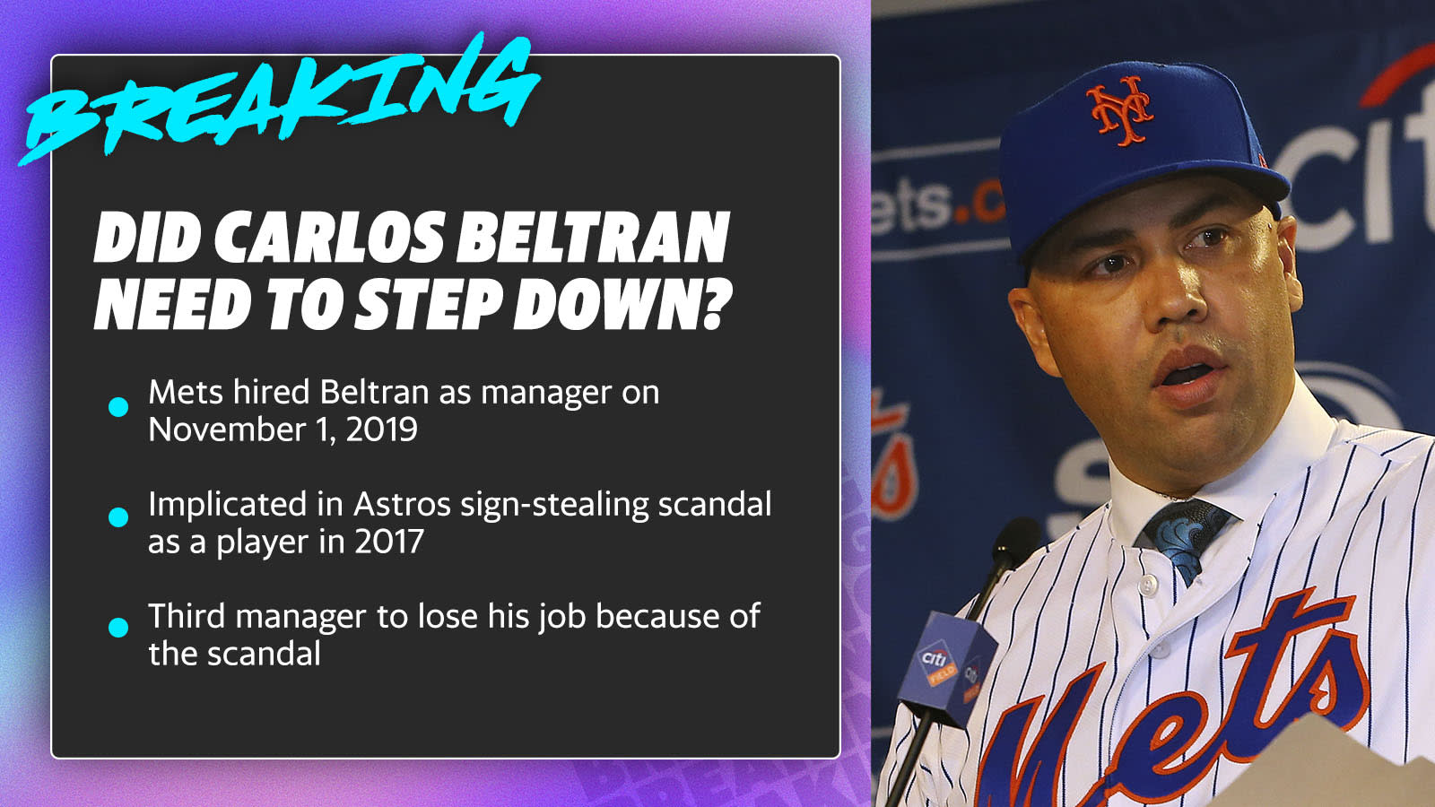 New Mets manager Beltrán out amid sign-stealing scandal