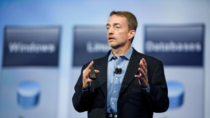 Incoming VMware CEO Pat Gelsinger addresses the crowd during a VMworld keynote presentation at the Moscone Center in San Francisco. Gelsinger replaces Paul Maritz, who will join EMC as a chief strategist. (Photo by Kim Kulish/Corbis via Getty Images)