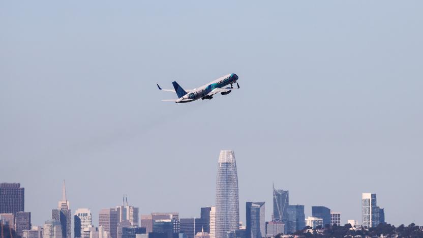 SAN FRANCISCO, CA - NOVEMBER 29: A United Airlines plane takeoff from San Francisco International Airport (SFO) in San Francisco, California, United States on November 29, 2022. (Photo by Tayfun Coskun/Anadolu Agency via Getty Images)