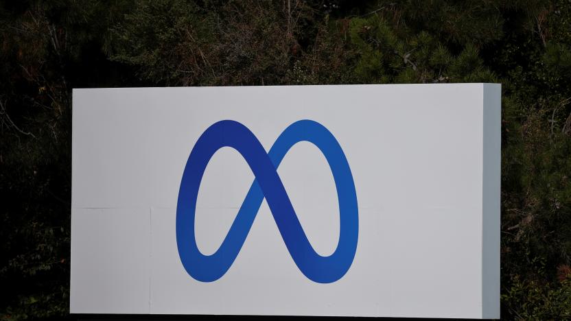 A sign of Meta, the new name for the company formerly known as Facebook, is seen at its headquarters in Menlo Park, California, U.S. October 28, 2021. REUTERS/Carlos Barria