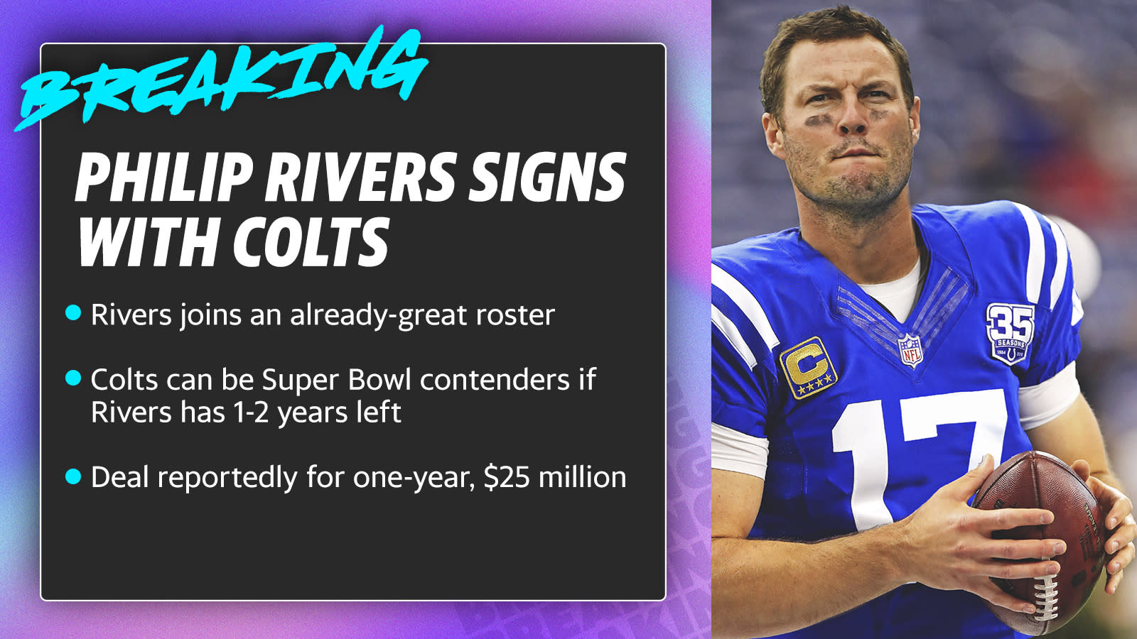 Indianapolis Colts quarterback Philip Rivers announced his