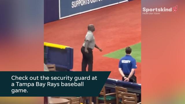 Dancing security guard wows the crowd at a Major League Baseball game