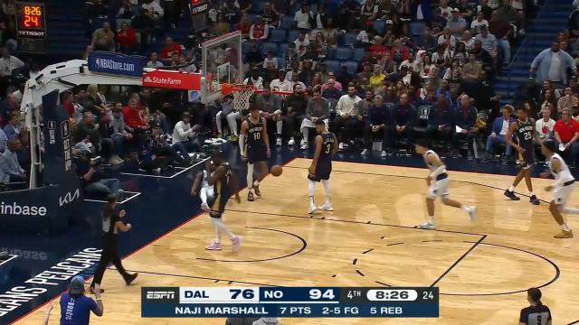 Jaden Hardy with a dunk vs the New Orleans Pelicans