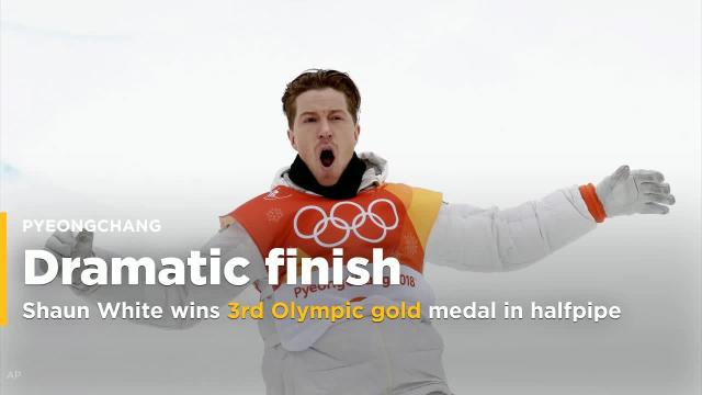 Shaun White delivers dramatic finish to win third Olympic gold medal in halfpipe