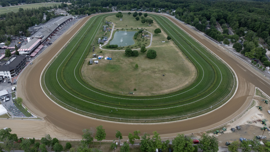 Getty Images - SARATOGA SPRINGS, NEW YORK - JUNE 06:  An Aerial view of Saratoga Race Course on June 06, 2024 in Saratoga Springs, New York.   (Photo by Al Bello/Getty Images)