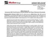 Mullen Group Ltd. Announces 2023 Fourth Quarter Financial Results and Filing of Disclosure Documents