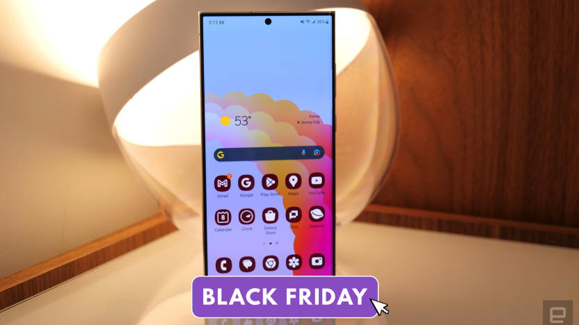 Samsung S23 Ultra with a text overlay reading "Black Friday."