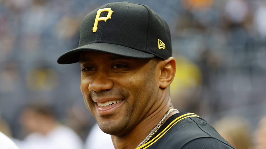 Getty Images - PITTSBURGH, PA - APRIL 19:  Russell Wilson of the Pittsburgh Steelers looks on before the game between the Pittsburgh Pirates and the Boston Red Sox at PNC Park on April 19, 2024 in Pittsburgh, Pennsylvania.  (Photo by Justin K. Aller/Getty Images)