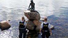 "Pescado racista": vandalizan la estatua de La Sirenita en Dinamarca con un duro mensaje