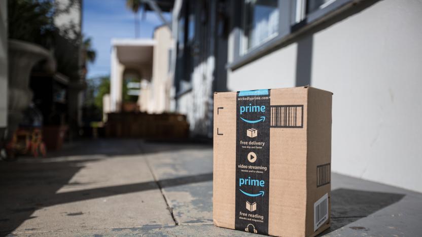 Los Angeles CA, November 11/22/2017: Image of an Amazon packages. Amazon is an online company and is the largest retailer in the world. Cardboard package delivery at front door during the holiday season. shipping package parcel box on wooden floor with protection paper inside. Amazon.com went online in 1995 and is now the largest online retailer in the world.