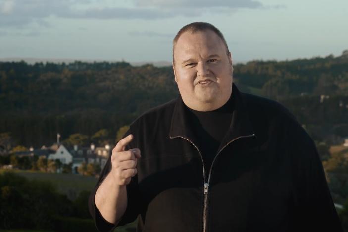 Kim Dotcom addresses the camera in a 2014 video.