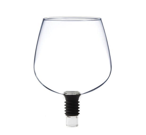 New wine glass attaches to top of bottle to help people drink faster