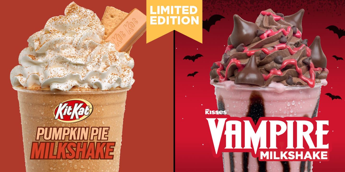 Hershey S Chocolate World S New Halloween Menu Includes A Vampire Kisses Milkshake - pumpkin pie roblox
