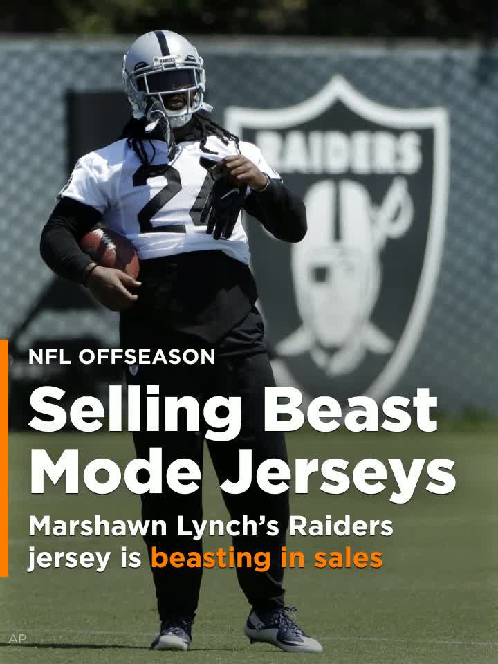 Oakland Raiders hawk Marshawn Lynch jersey at beast-mode price - San  Francisco Business Times