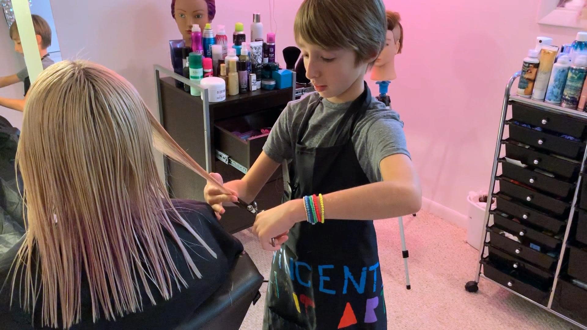 This 11 Year Old Boy Runs A Hair Salon In His Parents Basement