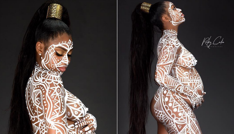 Stunning Pregnant Model Poses In Incredible Body Paint For Photo Shoot