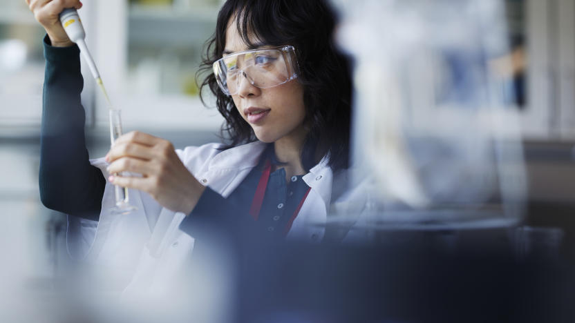 Young female scientist working in laboratory