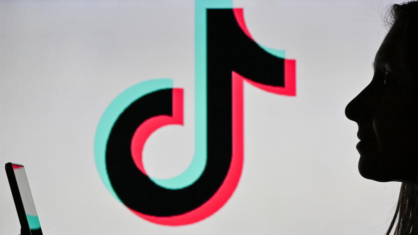 An image of a woman holding a cell phone in front of a TikTok logo displayed on a computer screen.
On Tuesday, January 12, 2021, in Edmonton, Alberta, Canada. (Photo by Artur Widak/NurPhoto via Getty Images)