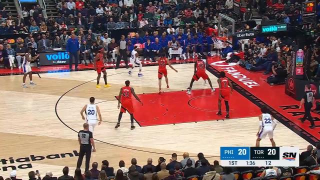 Matisse Thybulle with a 3-pointer vs the Toronto Raptors