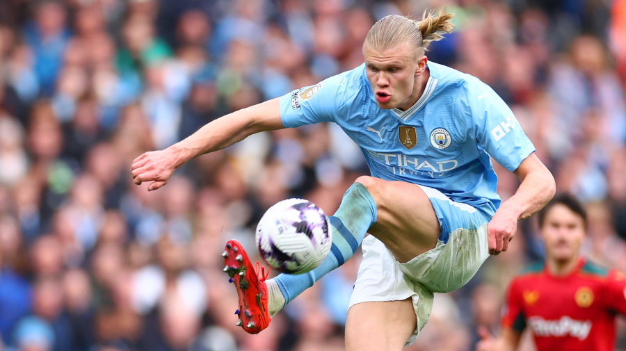 Getty Images - MANCHESTER, ENGLAND - MAY 04: Erling Haaland of Manchester City in action during the Premier League match between Manchester City and Wolverhampton Wanderers at Etihad Stadium on May 04, 2024 in Manchester, England. (Photo by Chris Brunskill/Fantasista/Getty Images)